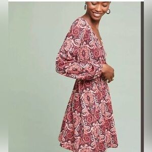 Maeve by Anthropologie Paisley Belted Dress